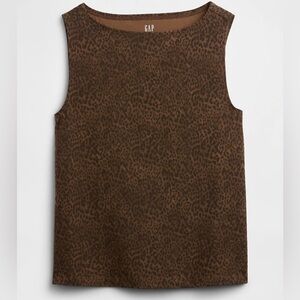 Gap Factory Boatneck Tank Top Brown Cheetah Size Small New w/ Tags Animal Print